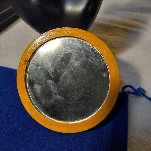 New,handmade &handpainted mini schnauzer pocket mirror on wood with pouch. - Picture 2 of 2